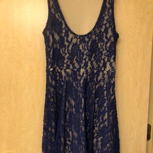 Mimi Chica Blue Lace Mid-Back Dress